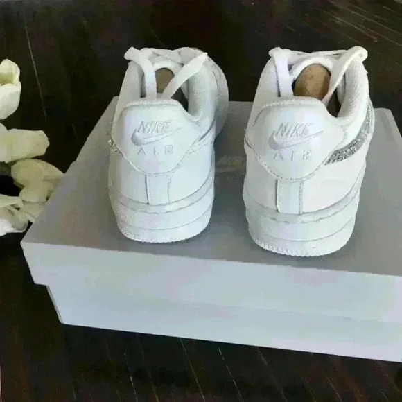 Bling Womens Nike Air Force 1 White Sneakers Shoes made with Swarovski C… - Picture 7 of 8